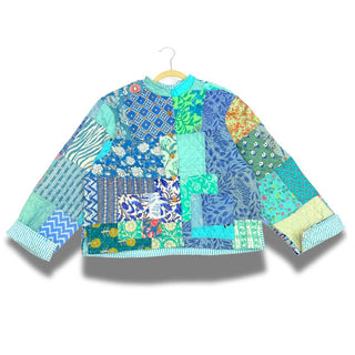QUILTED JACKET - BLUE PATCHES