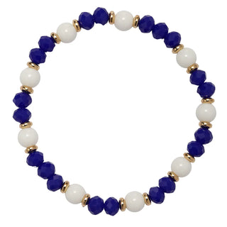 Gold Faceted Bead Bracelet White