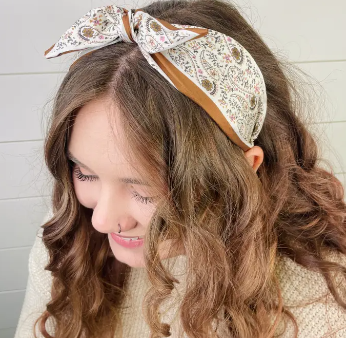 Jamie Headband Tan Paisley