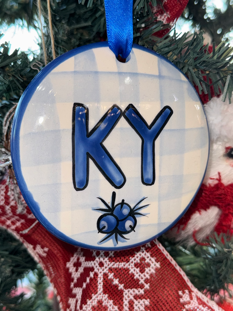 KY Plaid Flat Ornament