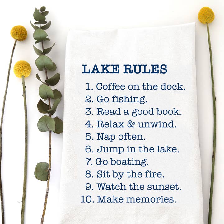 Lake Rules Tea Towel