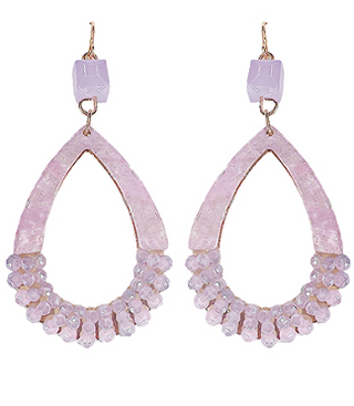 Lavende Glass Teardrop Earring