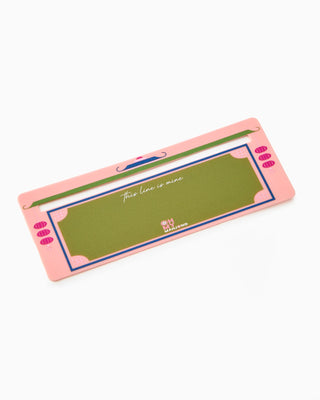 Pink line finder with green screen on a white background