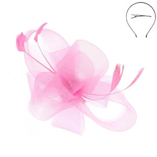 Mesh Bow Fascinator Pink