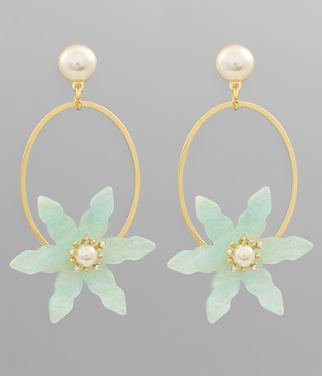 Mint Petal Pearl Earring