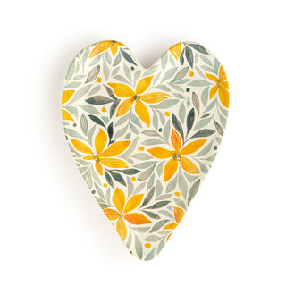 Mustard Gray Floral Heart Spoon Rest