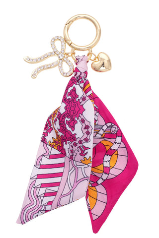 Carley Pave Bow Twilly Bag Charm - Pink