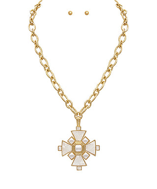 Byzantine Cross w/Pearl Necklace