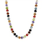 Necklace with multicolored beads on a white background