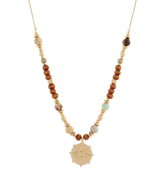 Round Star Pendant Bead Necklace