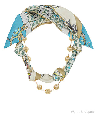 Blue 10mm Chain & Scarf Necklace