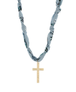 Blue Hammered Scarf Choker Necklace