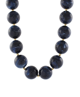 Navy Blue Marble Acrylic Bead Necklace