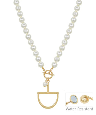 Horsebit & Pearl Charm Necklace