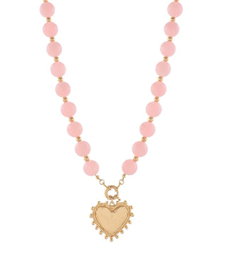 Light Pink Heart & Marble Necklace
