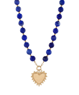 Navy Heart & Marble Necklace