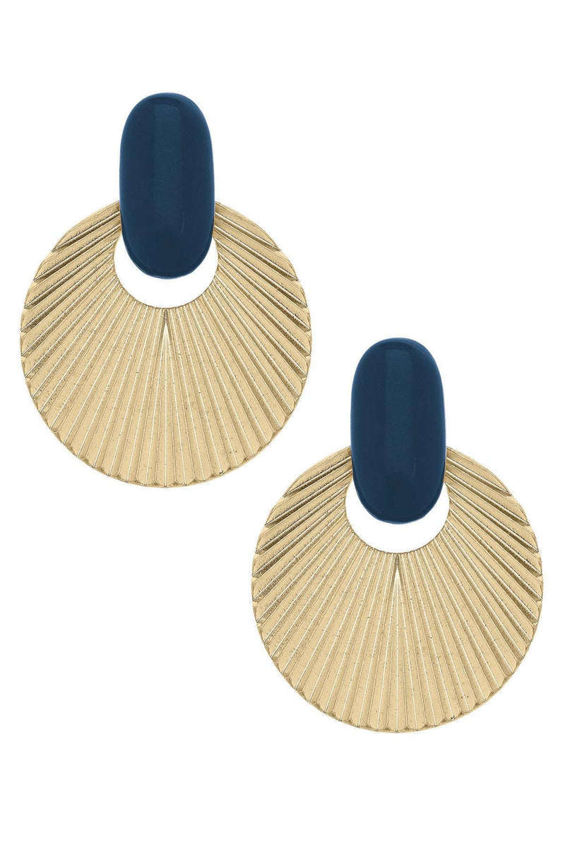 Navy Lola Fluted Earring