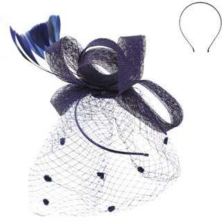 Navy Spotted Fascinator