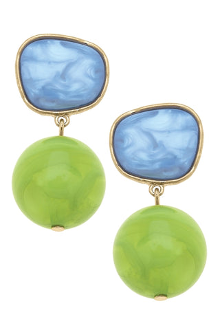 Ophelia Blue/Lime Resin Drop Earrings