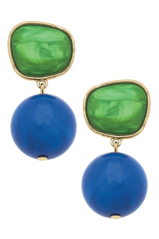 Ophelia Green/Blue Resin Drop Earrings