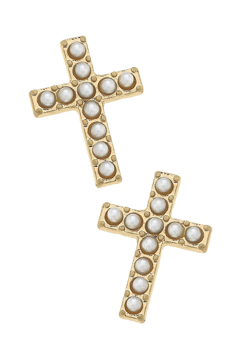 Pearl Studded Cross Stud