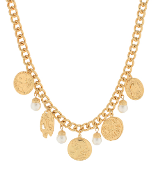 Pearl & Coin Charm Necklace