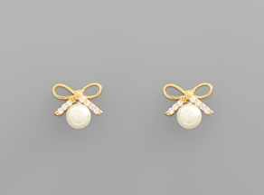 Pearl Stud With Bow