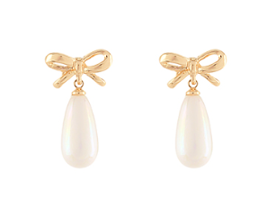 Pearl Teardrop Bow Earring