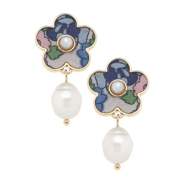 Penelope Vintage Blue Floral Earrings