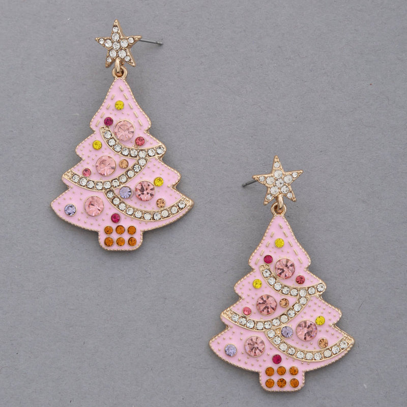 Pink Christmas Tree Earring