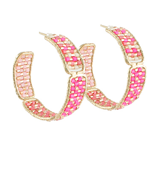 Pink Beaded Hoop