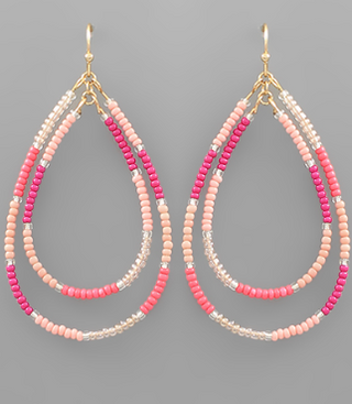 Pink Double Beaded Hoop