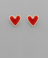 Red Druzy Heart Stud