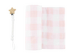 Pink Gingham Swaddle & Paci Cl