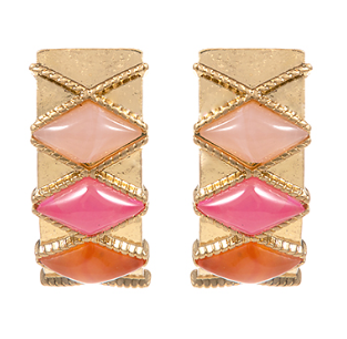 Pink Rhombus Earring