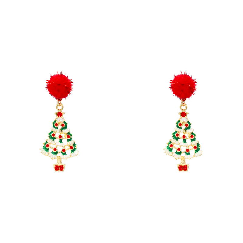 Pom Christmas Tree Earring