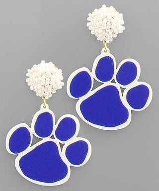 Blue Pompom Paws Earrings