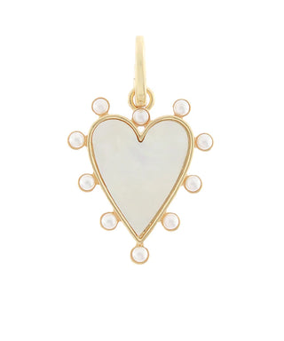 Dotted Pearl Heart Pendant Charm