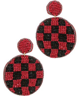 Red Checker Earring