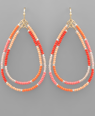 Red Double Beaded Hoop