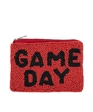 Red Gameday Beaded Coin Pouch