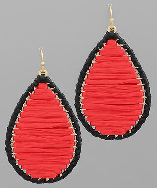 Red Gameday Raffia Earring