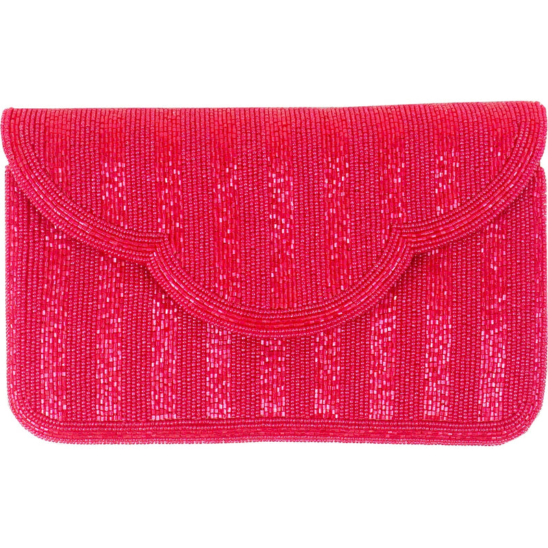 Red Stripe Scall Beaded Clutch