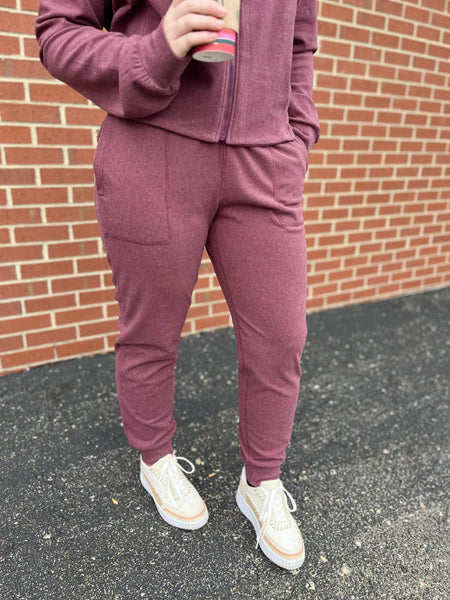 Pink ribbed online joggers