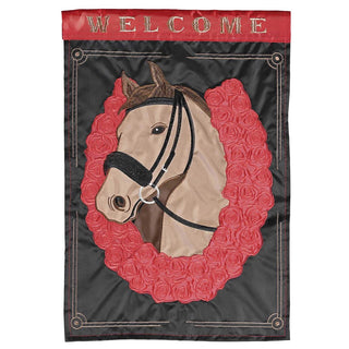 Rose Horseshoe Garden Flag