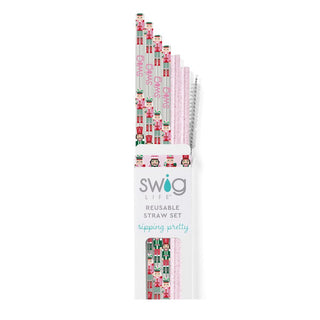 Sugar Plum Soldiers + Pink Glitter Straw Set