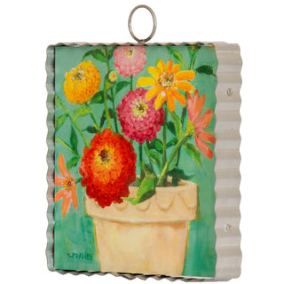 Pot of Zinnias Mini Gallery Decor