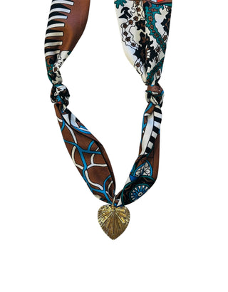 Scarf Necklace Brown Rays Heart