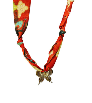 Scarf Necklace Orange Butterfly