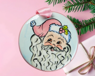 Vintage Pink Santa Ornament
